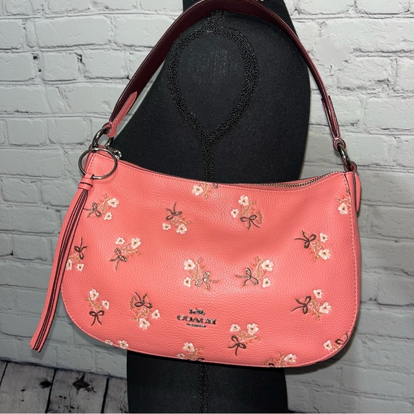 Rare! Coach Sutton Pink Leather Floral Crossbody Bag (Style #55373) - Picture 4 of 17